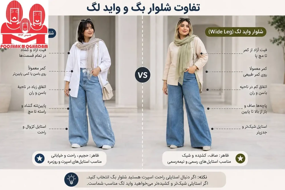 تفاوت شلوار بگ و واید لگ