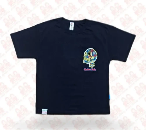 تیشرت پسرانه پنبه طرح جمجمه مشکی کد300