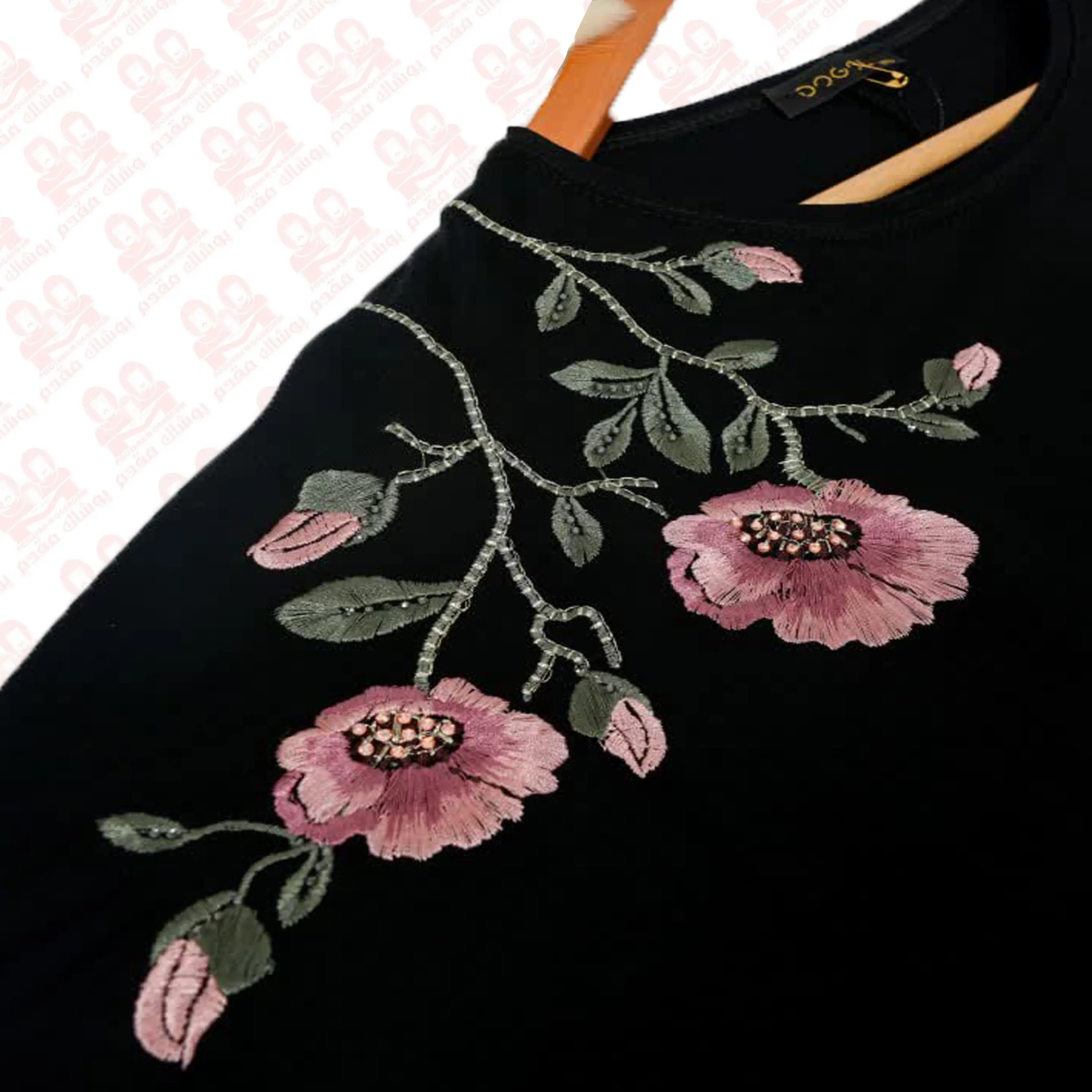 بلوز زنانه سه ربع ویلفو گلدوزی مشکی کد1900-33154 سایز3XL