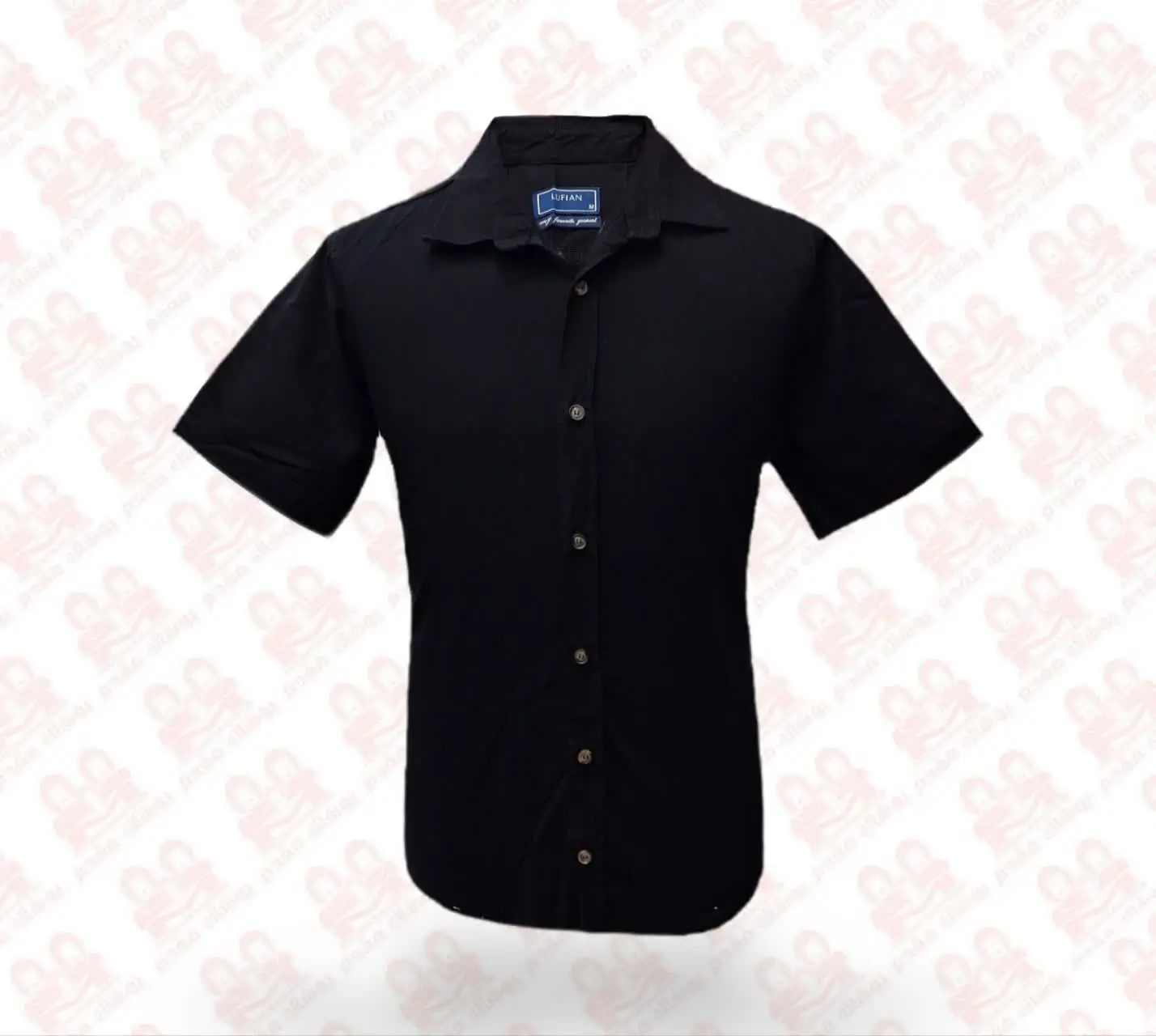 پیراهن مردانه آستین کوتاه کنفی مشکی کد900 سایز2XL