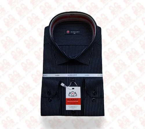 پیراهن جعبه ای آستین بلند مشکی راه راه کد3800-02