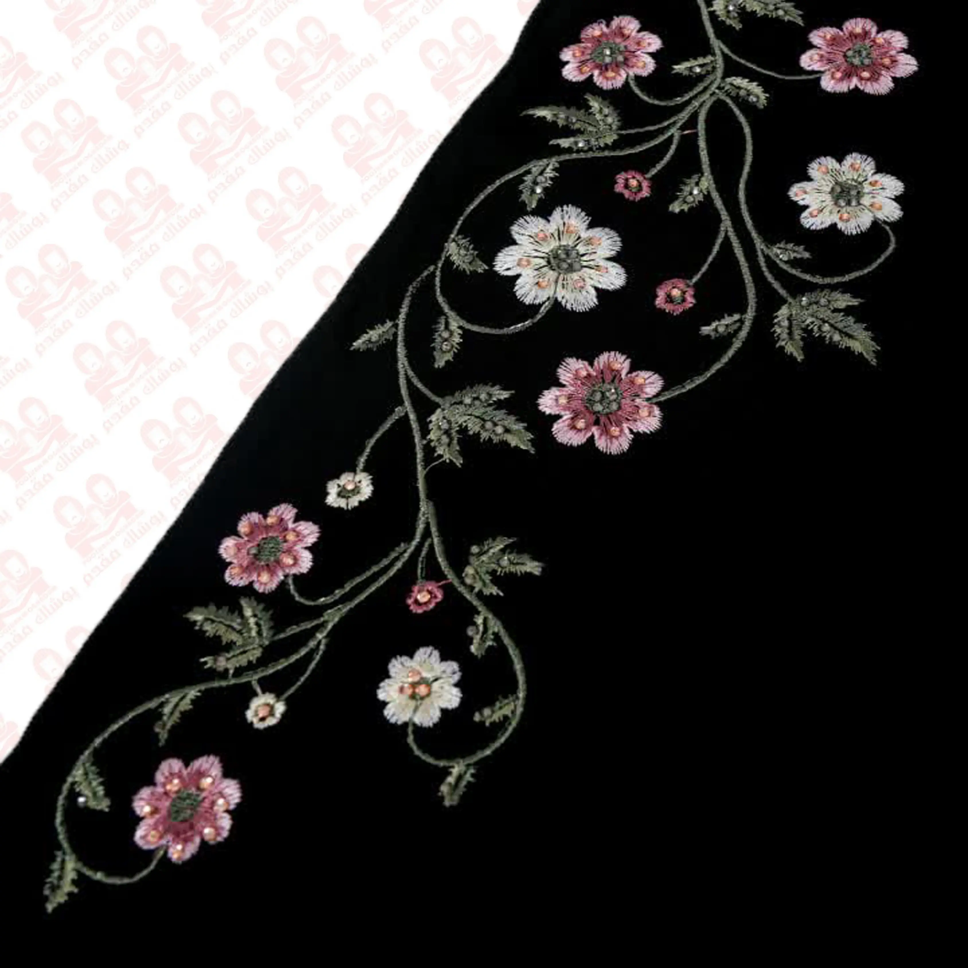 بلوز زنانه آستین سه ربع ویلفو گلدوزی مشکی کد1900-33153 سایز4XL
