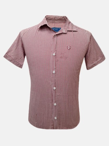 پیراهن مردانه آستین کوتاه چهارخانه نخی AJ699