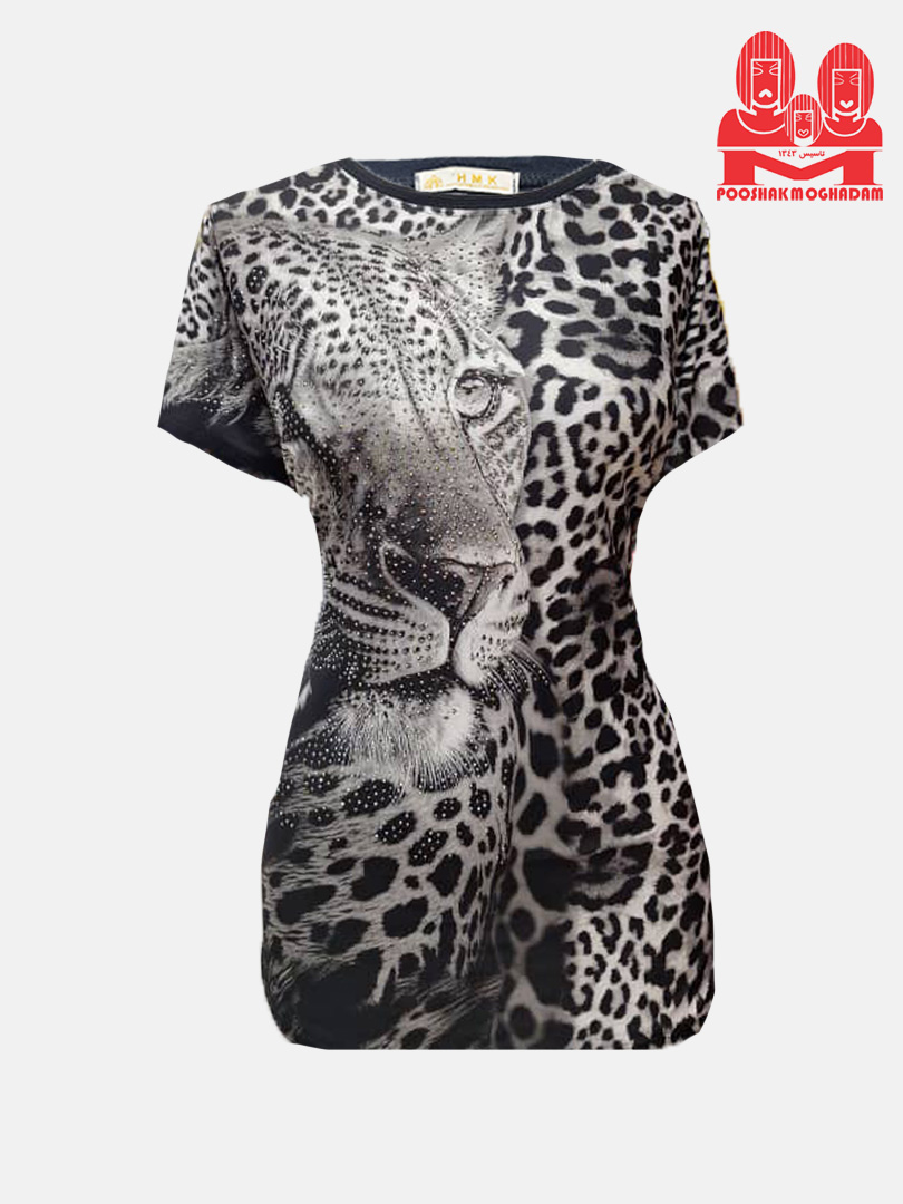 تیشرت زنانه آستین سرخود گیاهی مشکی CI2