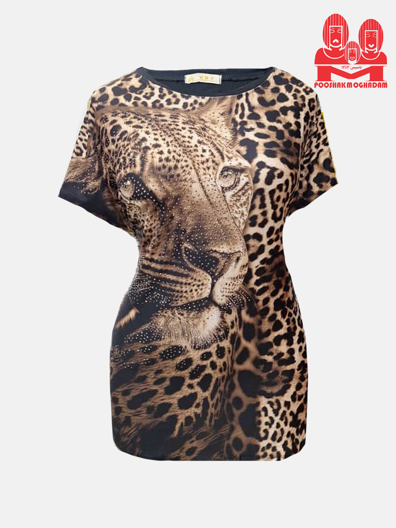 تیشرت زنانه آستین سرخود گیاهی قهوه ای CI2