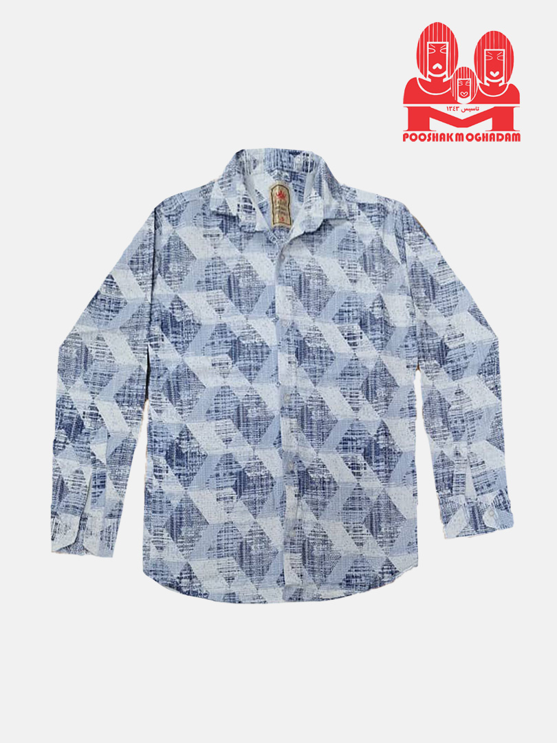 پیراهن پسرانه آستین بلند کنفی چاپی سرمه ای CR4718 سایزS