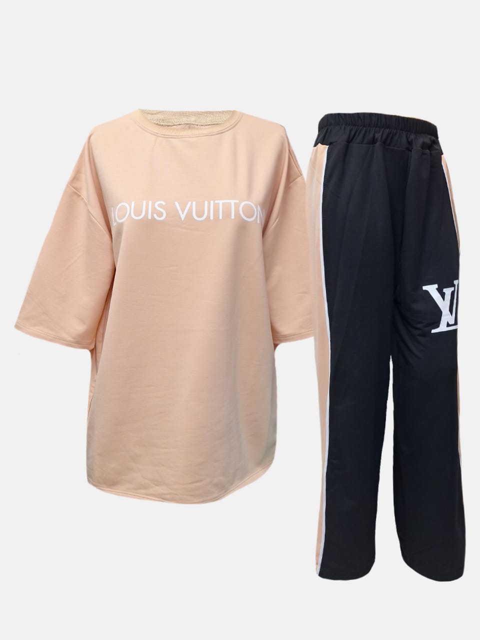ست پسرانه تیشرت شلوار لویی ویتون کرم AV220