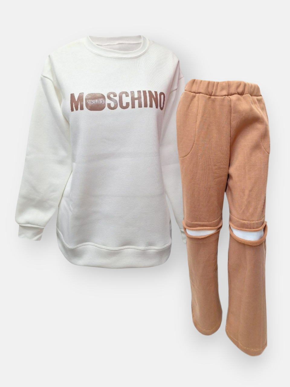 ست زنانه بلوز شلوار بگ نسکافه ای AV3095