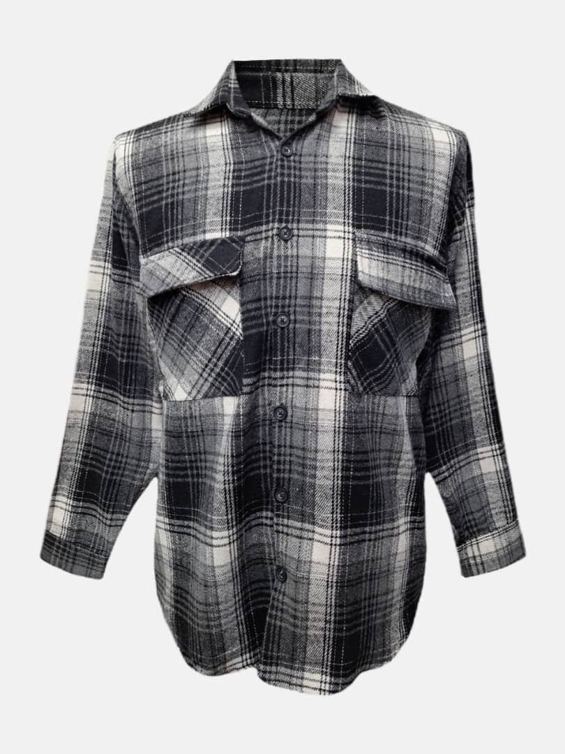 پیراهن مردانه دوجیب چهارخانه پشمی طرح2 طوسی BH سایزL