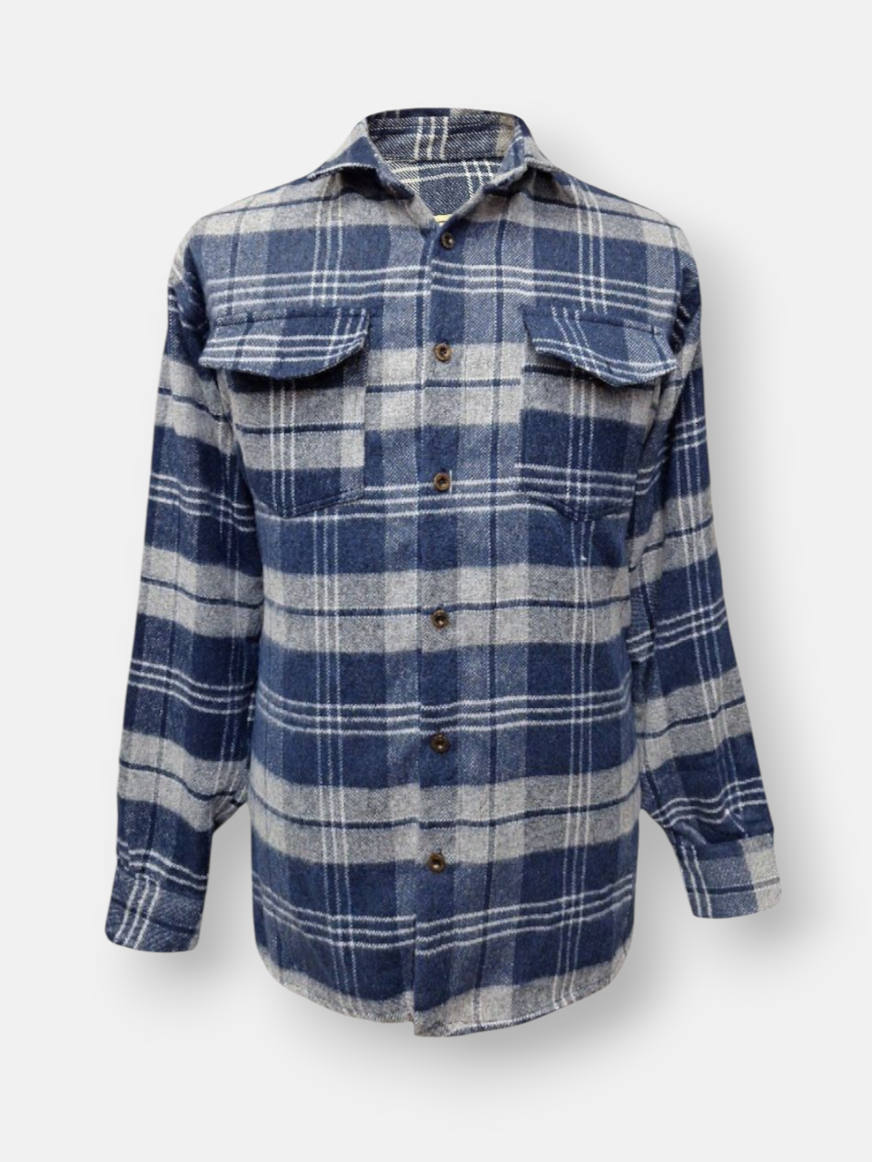 پیراهن مردانه دوجیب پشمی آبی CR سایز3XL