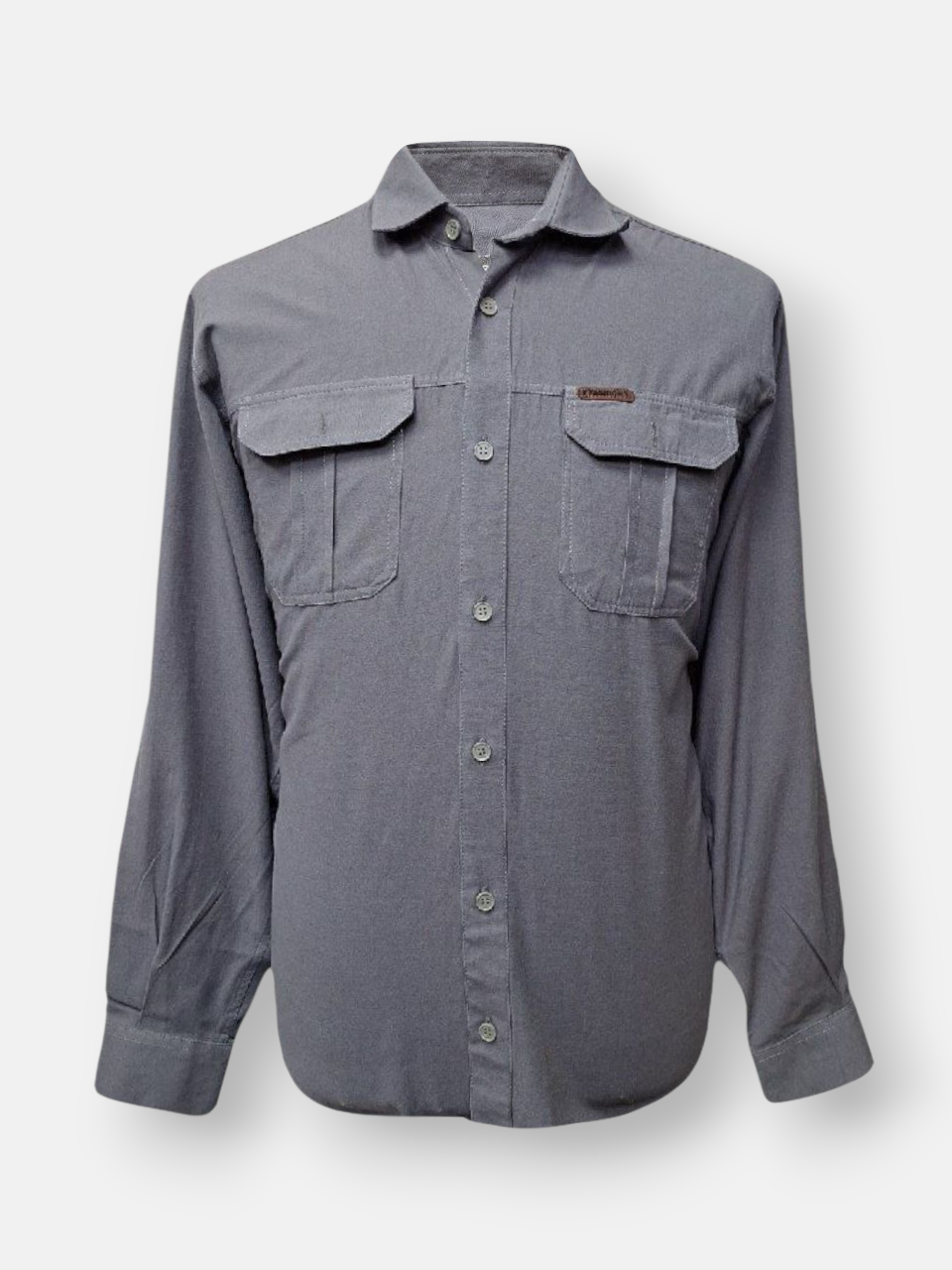 پیراهن مردانه آستین بلند دوجیب کتان طوسی AF سایزL