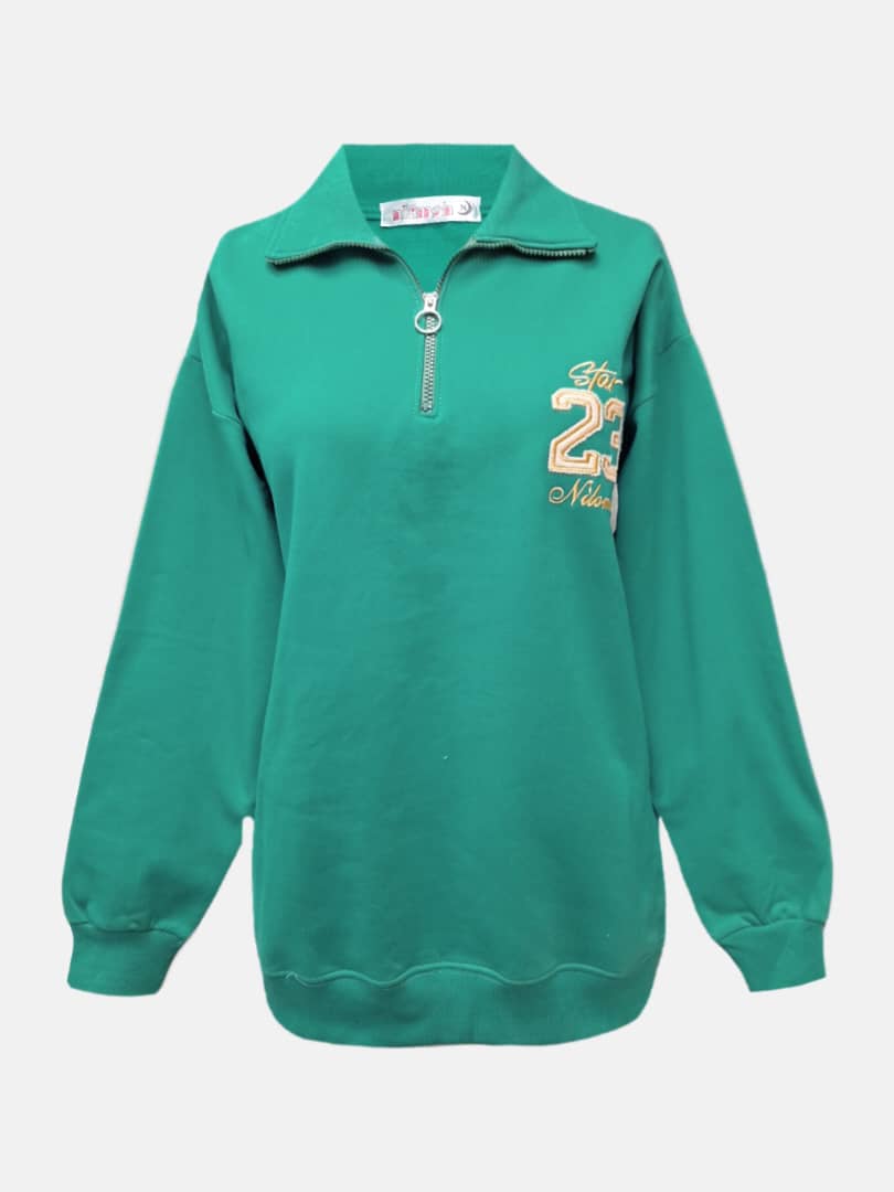 بلوز زنانه یقه دار نیم زیپ دورس کله غازی CT