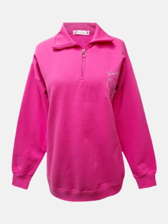 بلوز زنانه یقه دار نیم زیپ دورس CT