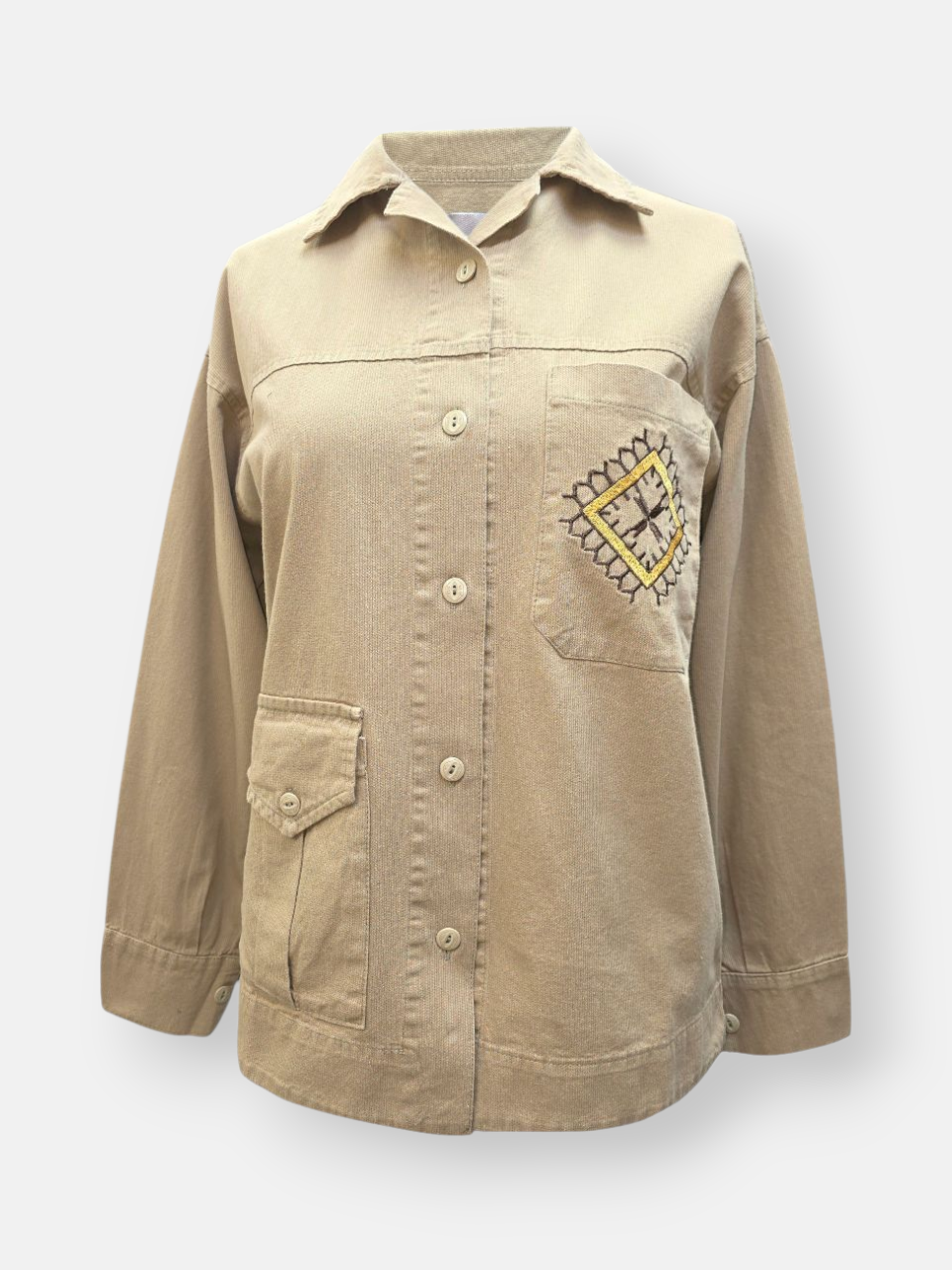 تونیک زنانه اسپرت گلدوزی خاکی AV769