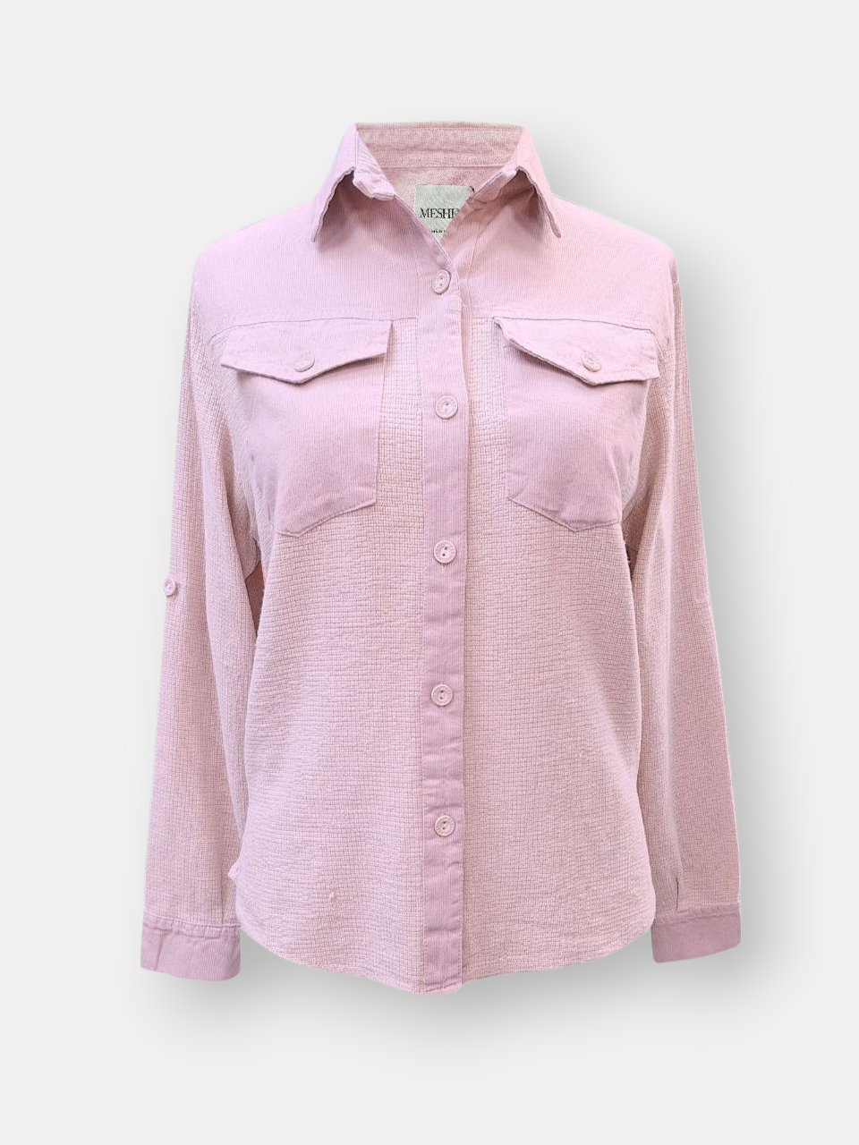 شومیز زنانه دوجیب کتان کنفی گلبهی AV751