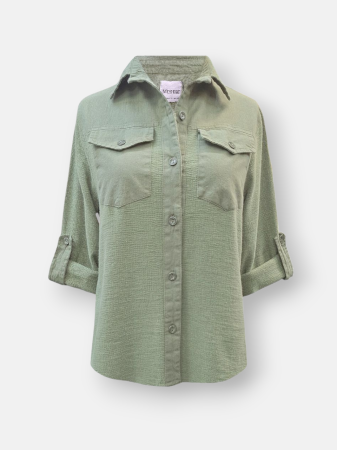 شومیز زنانه دوجیب کتان کنفی AV751