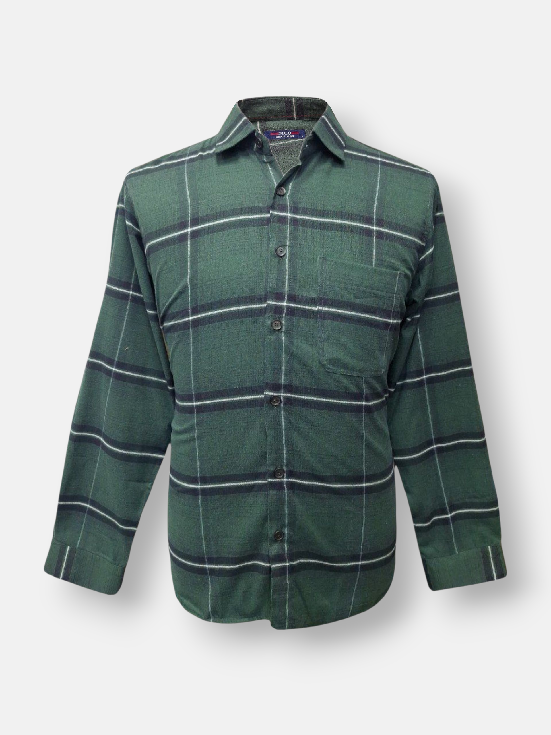 پیراهن مردانه آستین بلند کرکی چهارخانه یشمی AF سایزL