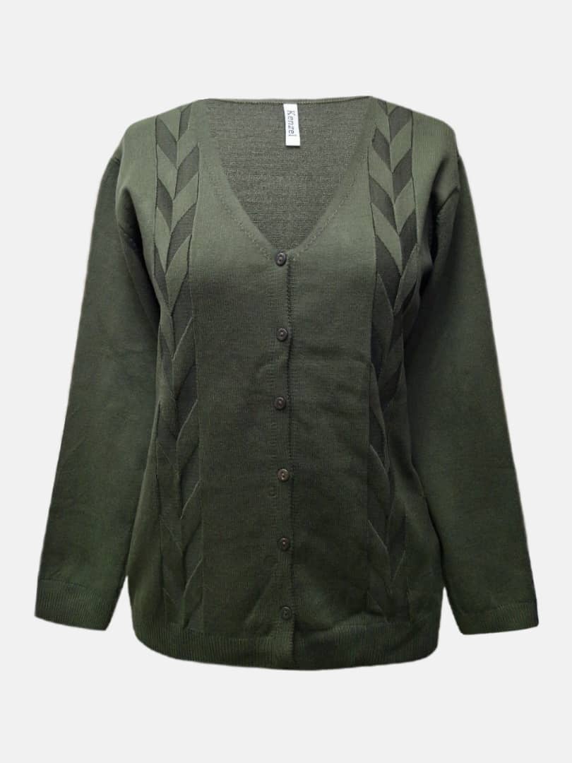 ژاکت زنانه بوکله هاشوردار سبز AV1265