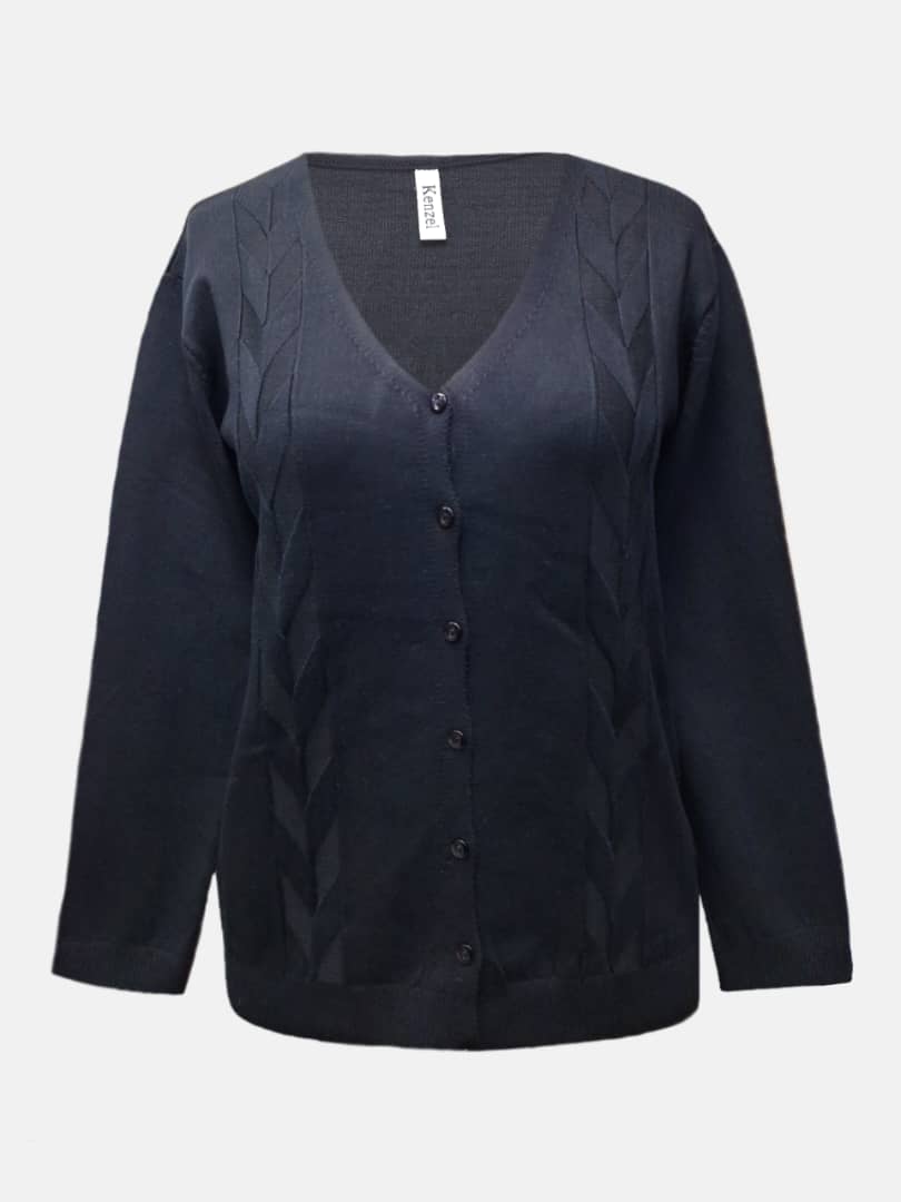 ژاکت زنانه بوکله هاشوردار مشکی AV1265