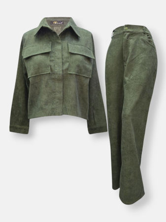 ست زنانه شومیز شلوار مخمل کبریتی AV2494