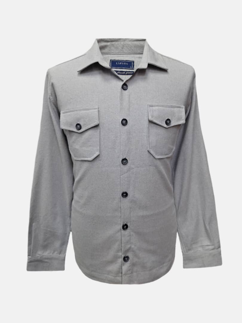 پیراهن مردانه چهارجیب پشمی نقره ای AJ سایزM