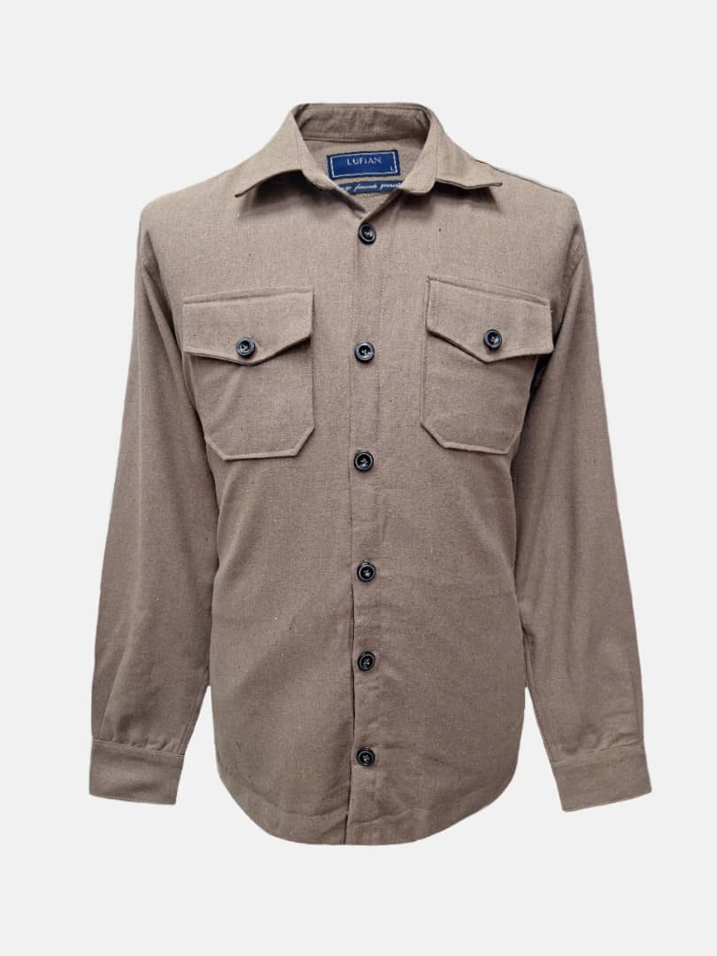 پیراهن مردانه چهارجیب پشمی موکا AJ سایزM