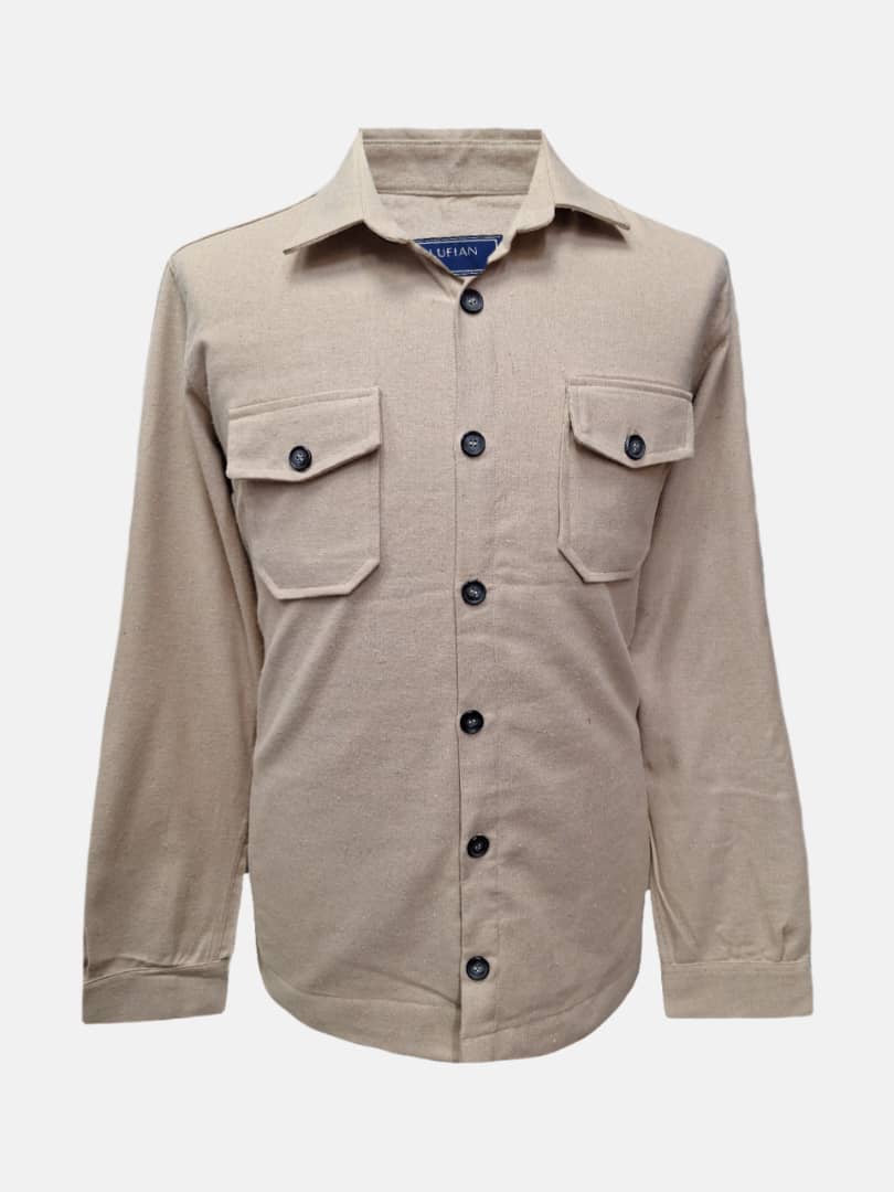 پیراهن مردانه چهارجیب پشمی کرم AJ سایزM