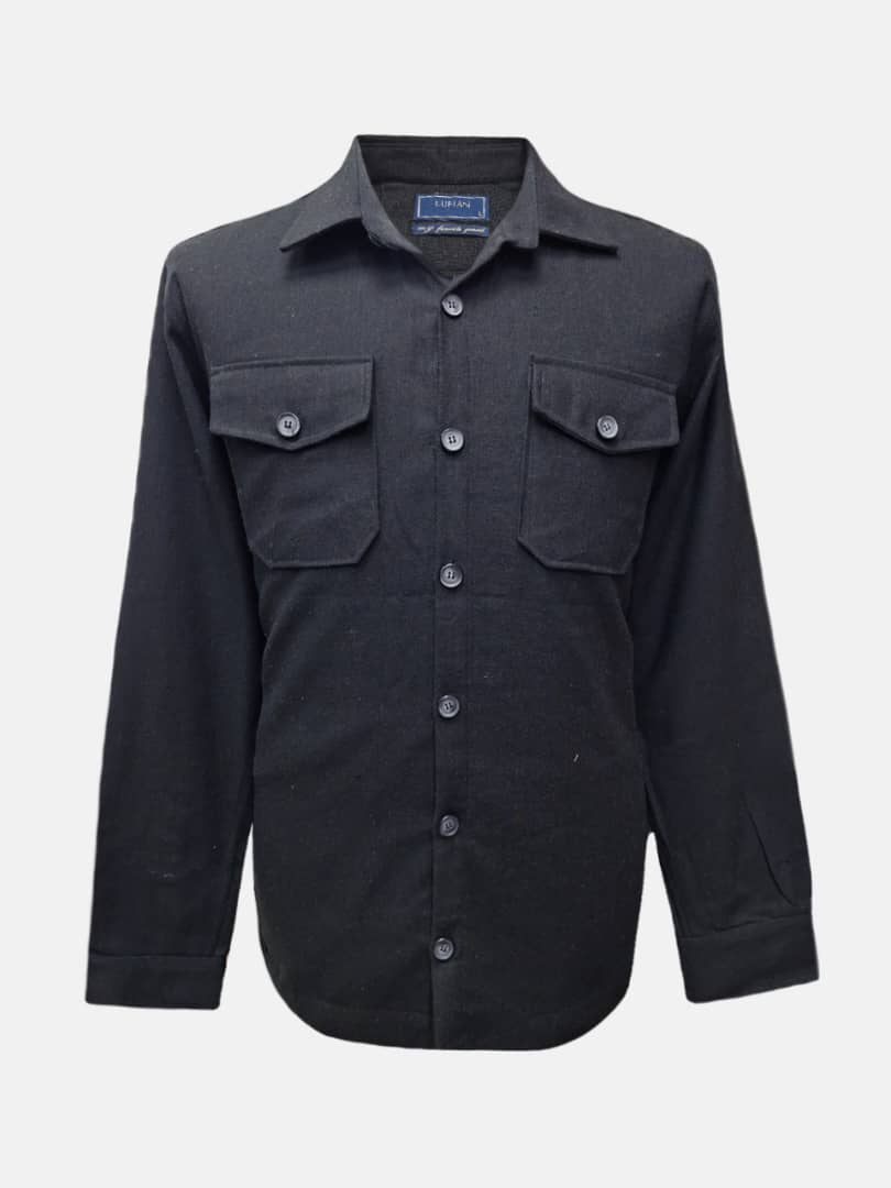 پیراهن مردانه چهارجیب پشمی مشکی AJ سایزM