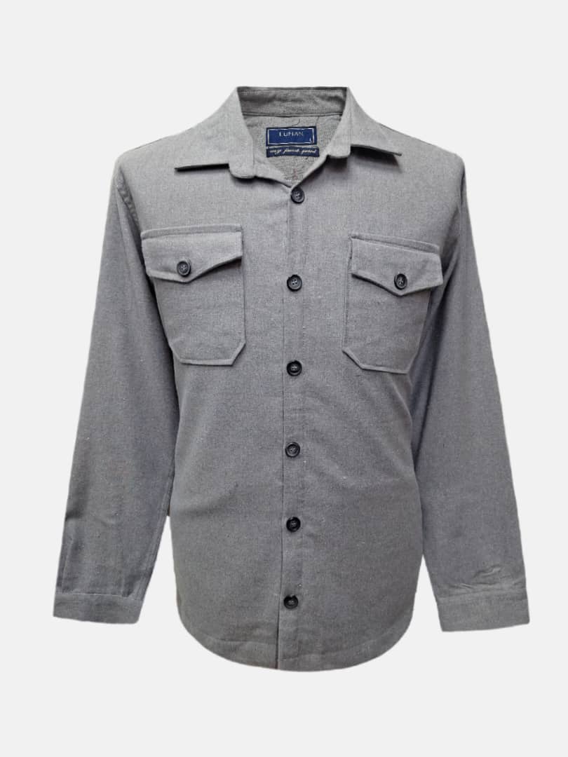 پیراهن مردانه چهارجیب پشمی طوسی AJ سایزM