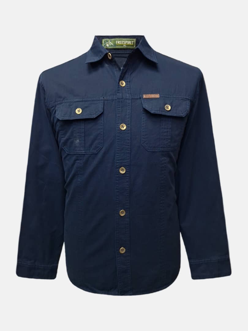 پیراهن مردانه آستین بلند دوجیب سرمه ای CN سایزXL