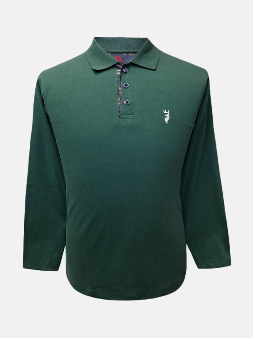 بلوز مردانه یقه دار سه دکمه یشمی BH سایزXL