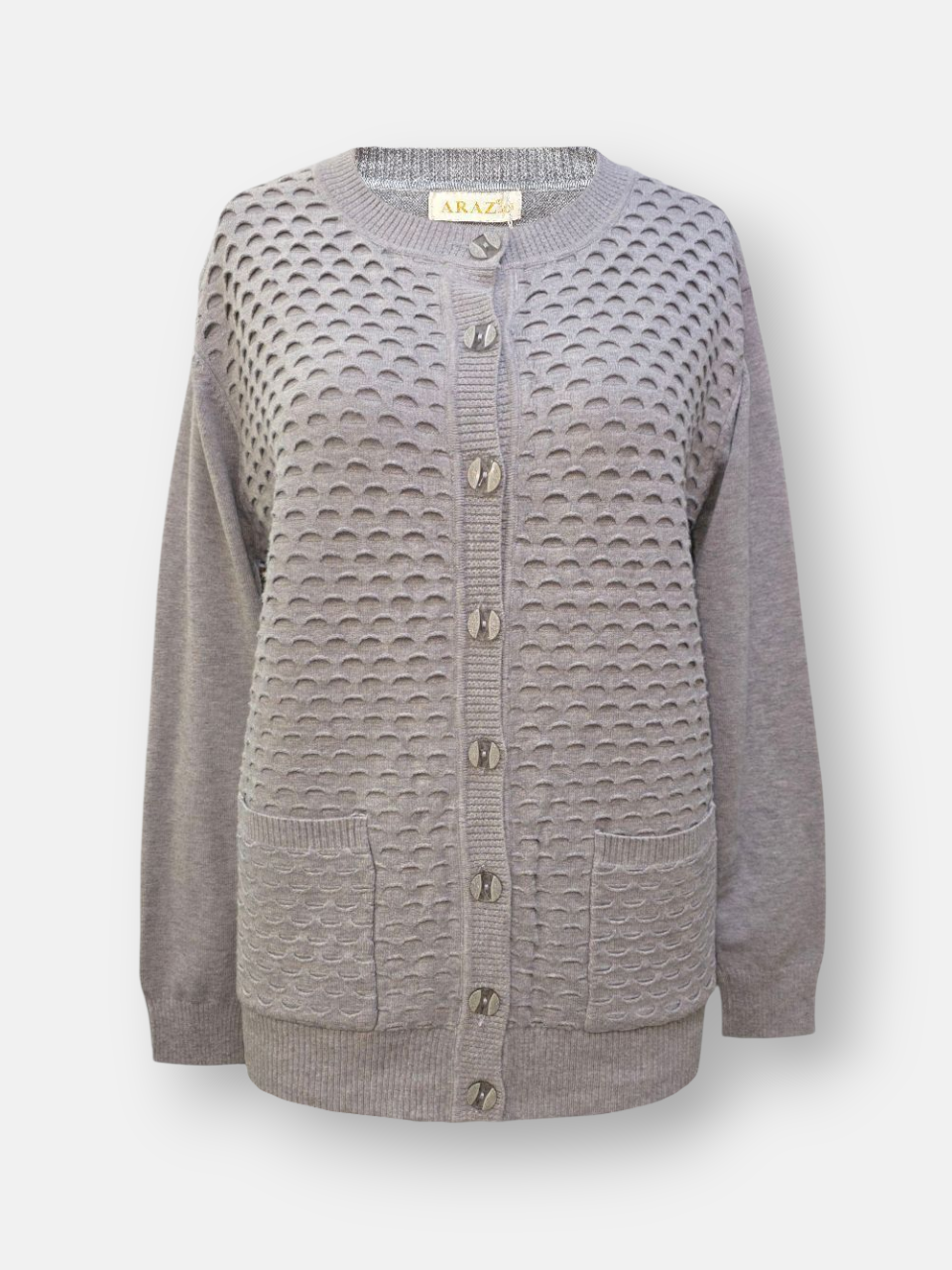 ژاکت زنانه طرحدار طوسی DA3902