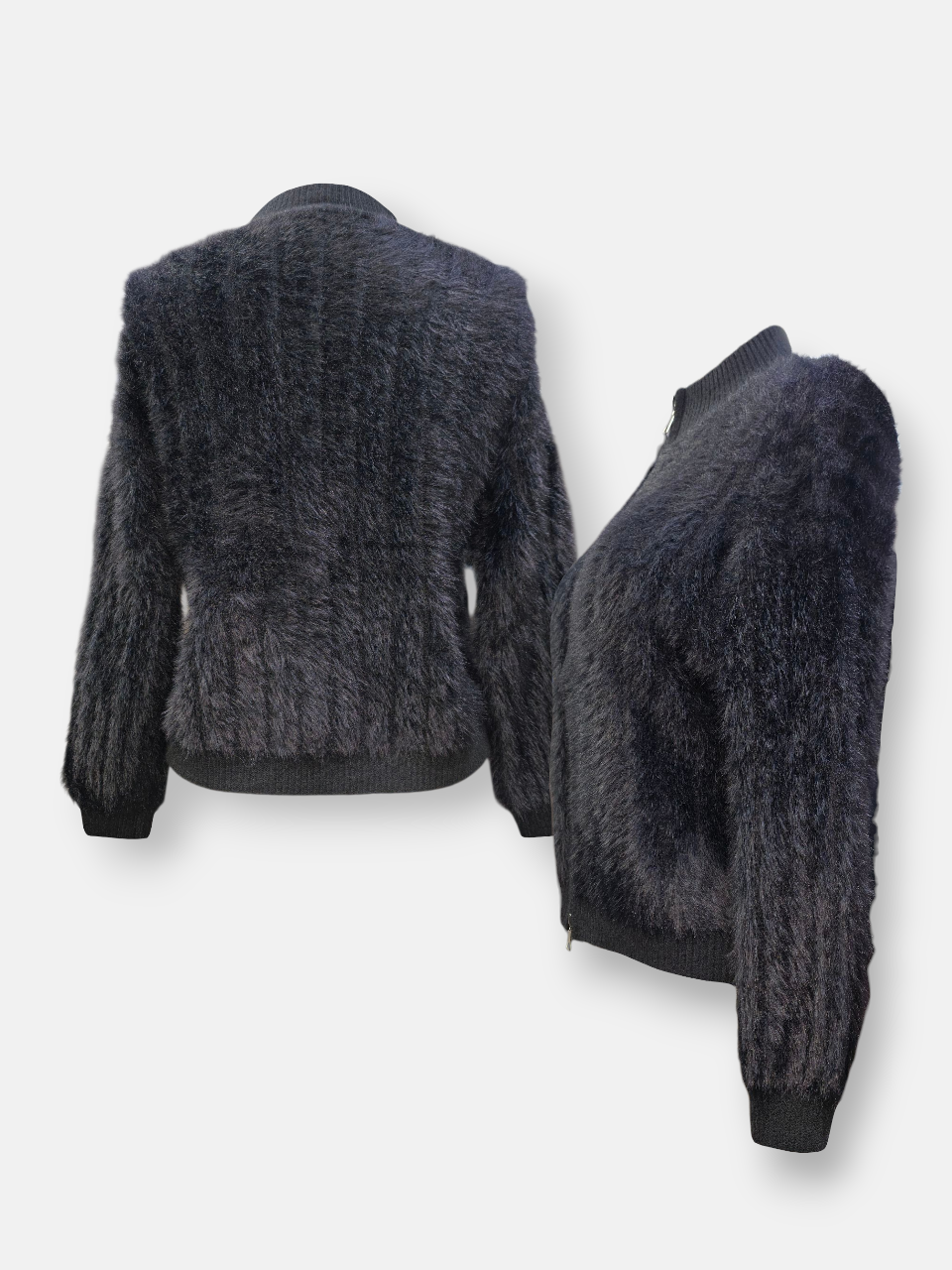 کت زنانه زیپ دار موهر مشکی DA8008