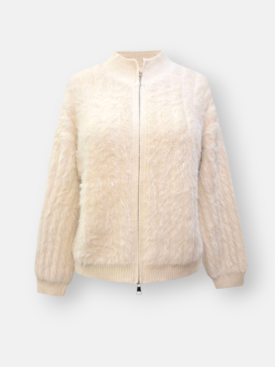 کت زنانه زیپ دار موهر شیری DA8008