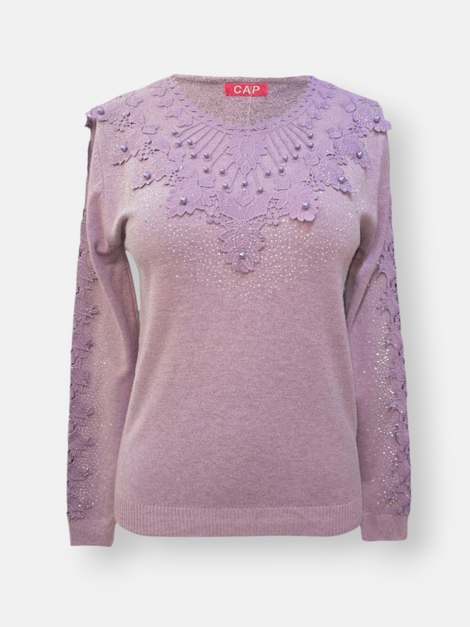 بلوز زنانه یقه گرد گیپوری گپ یاسی DA2201