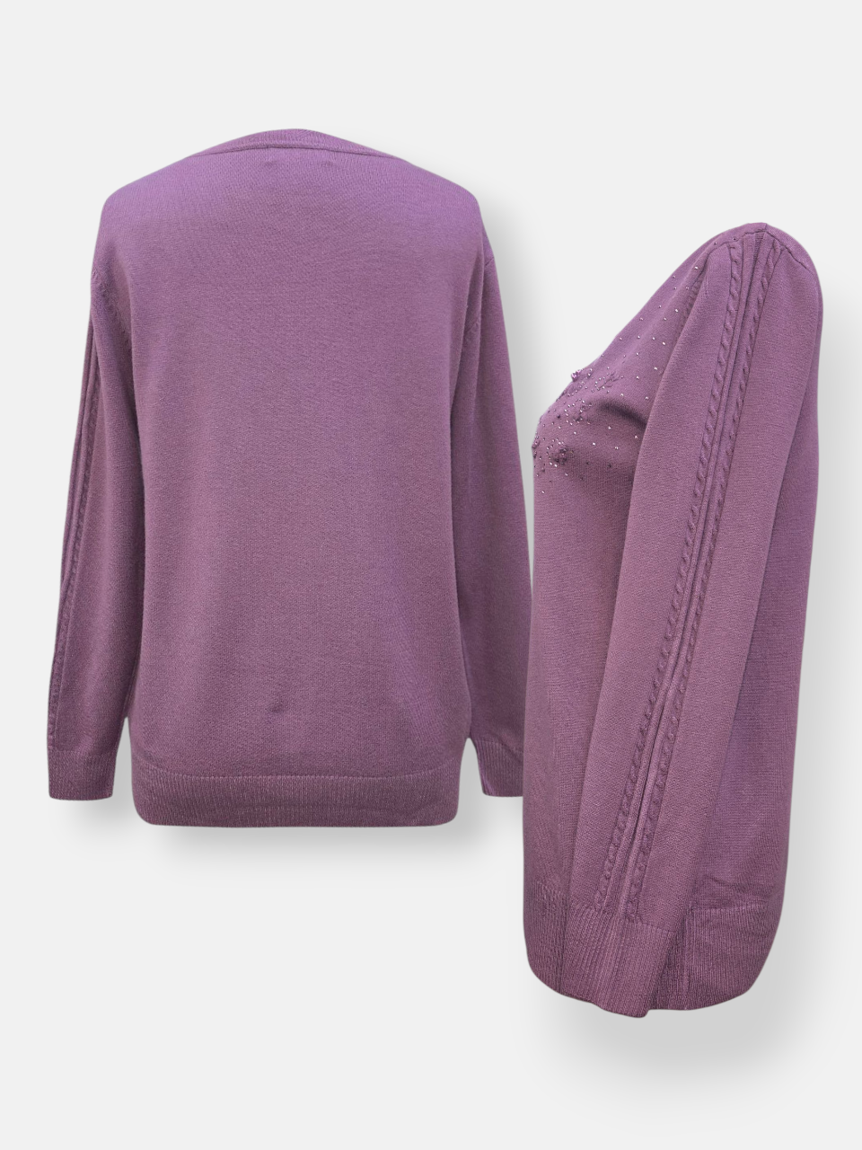 بلوز زنانه یقه گرد نگین دار گپ بنفش DA3911