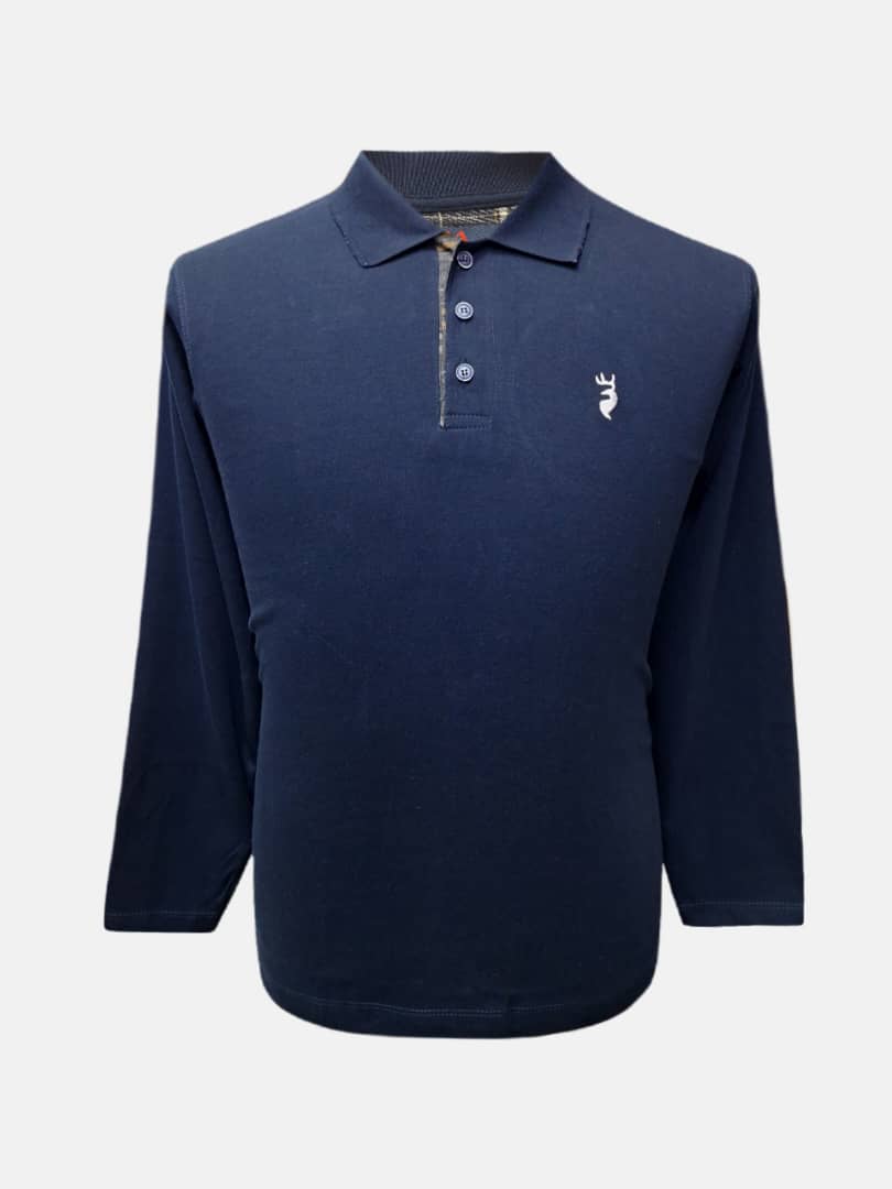 بلوز مردانه یقه دار سه دکمه سرمه ای BH سایزL