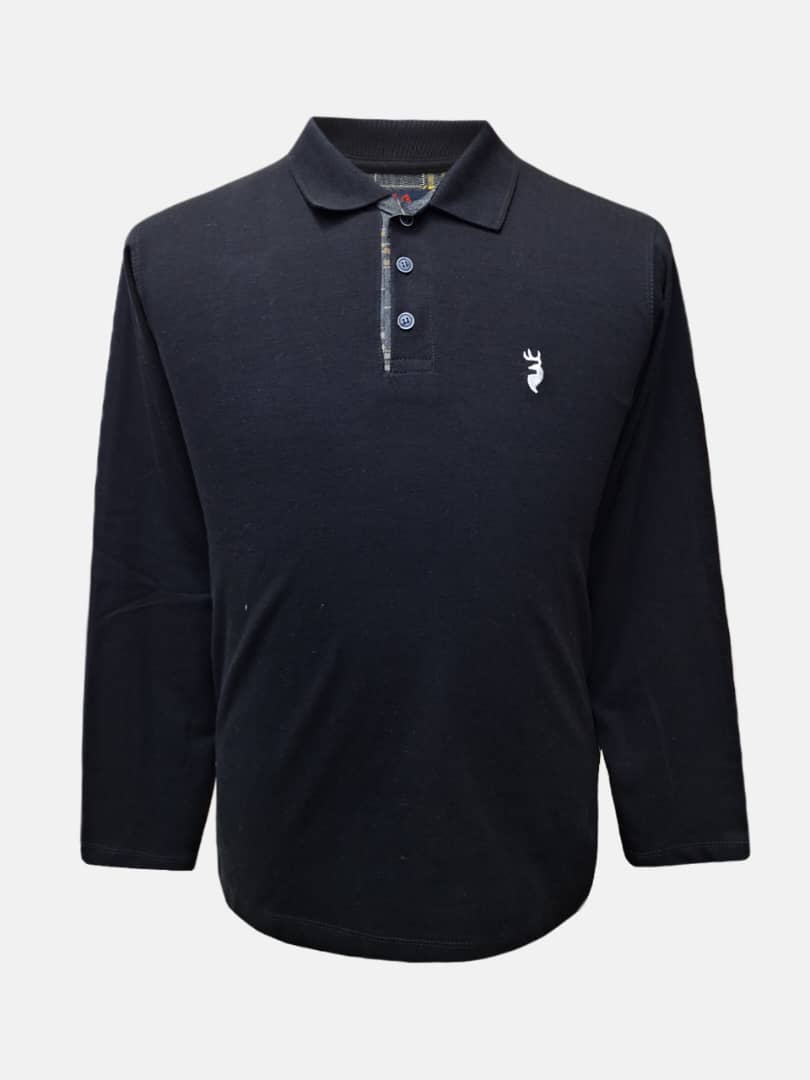 بلوز مردانه یقه دار سه دکمه مشکی BH سایز2XL