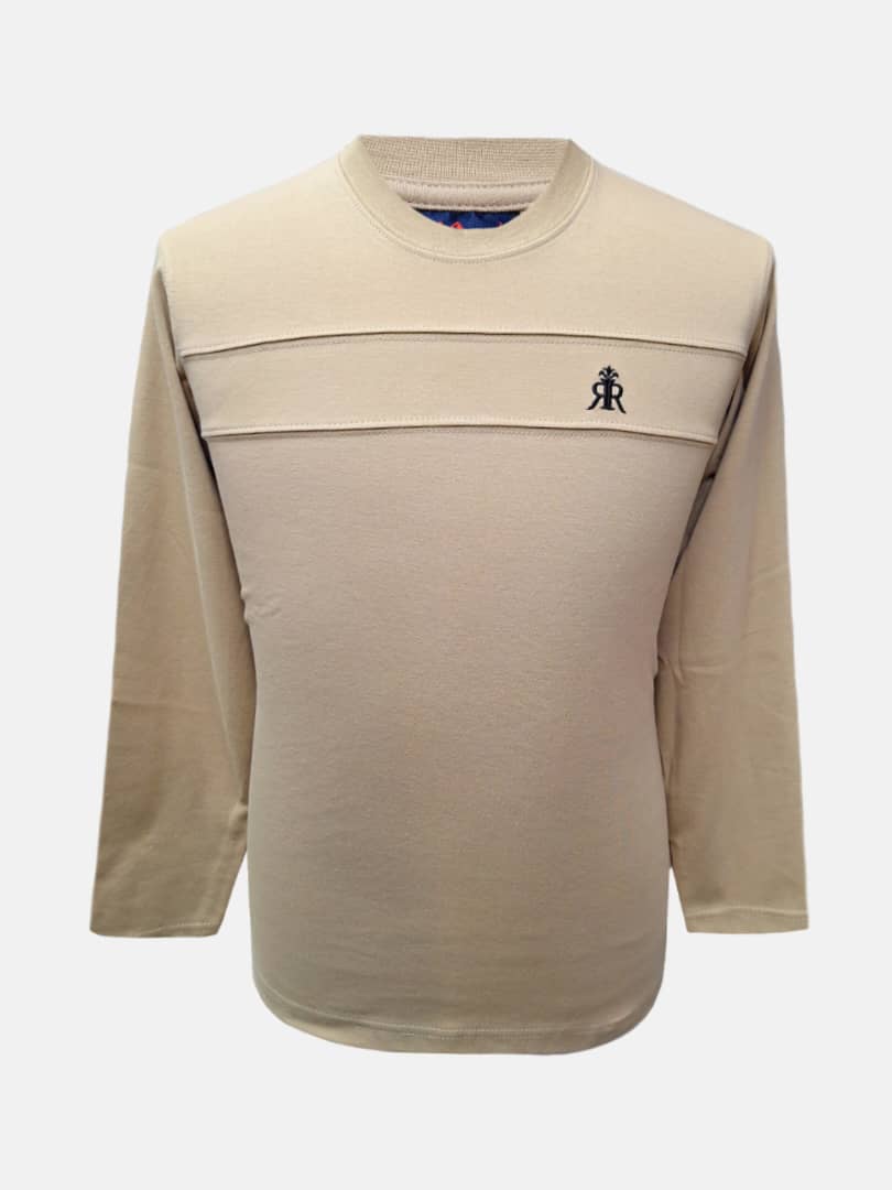 بلوز مردانه یقه گرد رینگی خامشور کرم BH سایزL