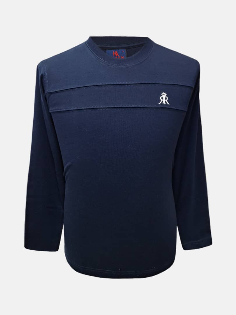 بلوز مردانه یقه گرد رینگی خامشور سرمه ای BH سایزL