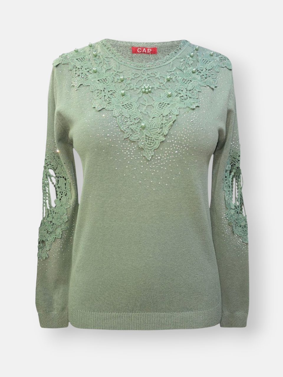 بلوز زنانه یقه گرد گیپوردار گپ DA