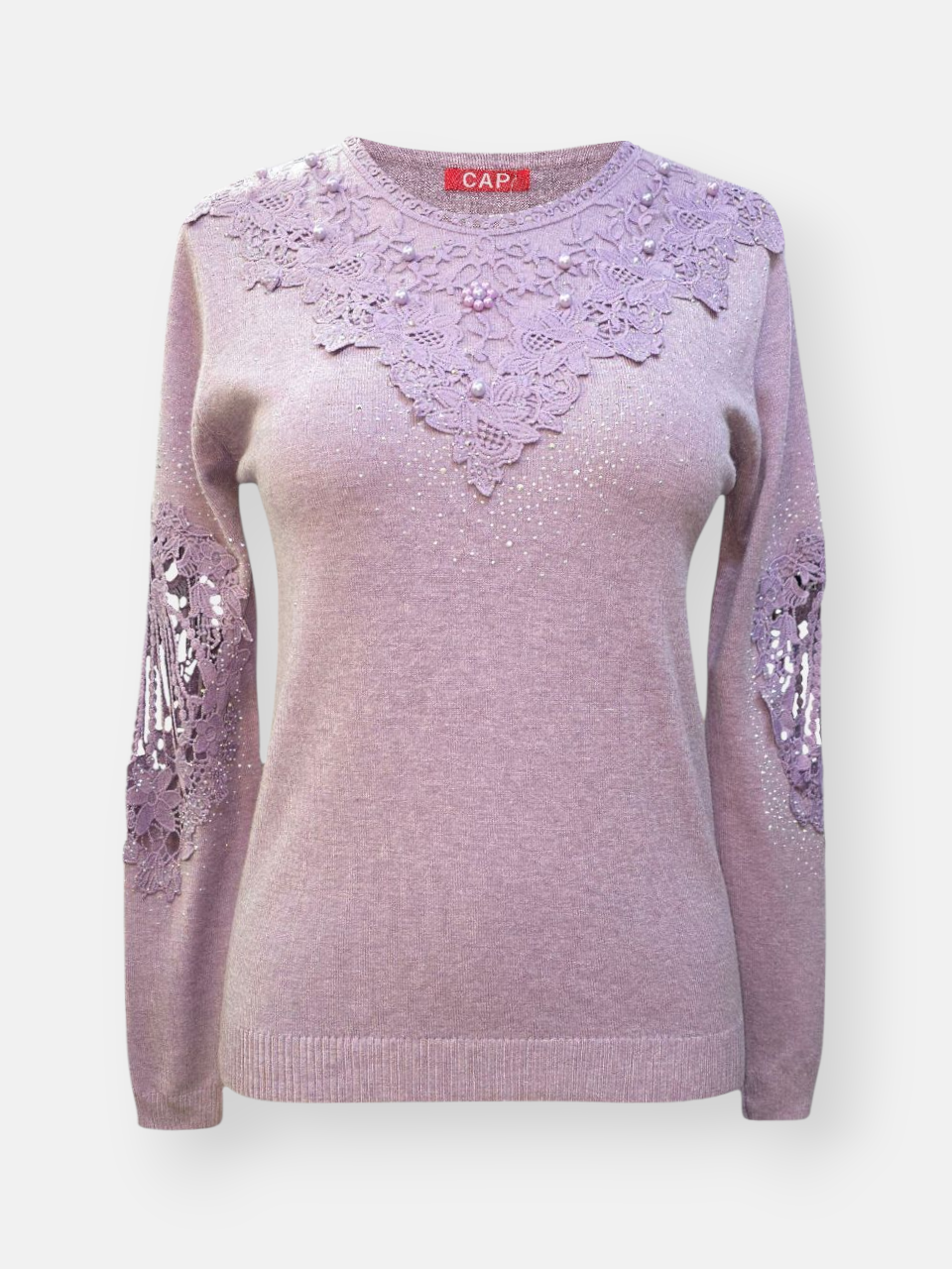 بلوز زنانه یقه گرد گیپوردار گپ یاسی DA