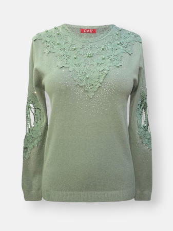 بلوز زنانه یقه گرد گیپوردار گپ DA