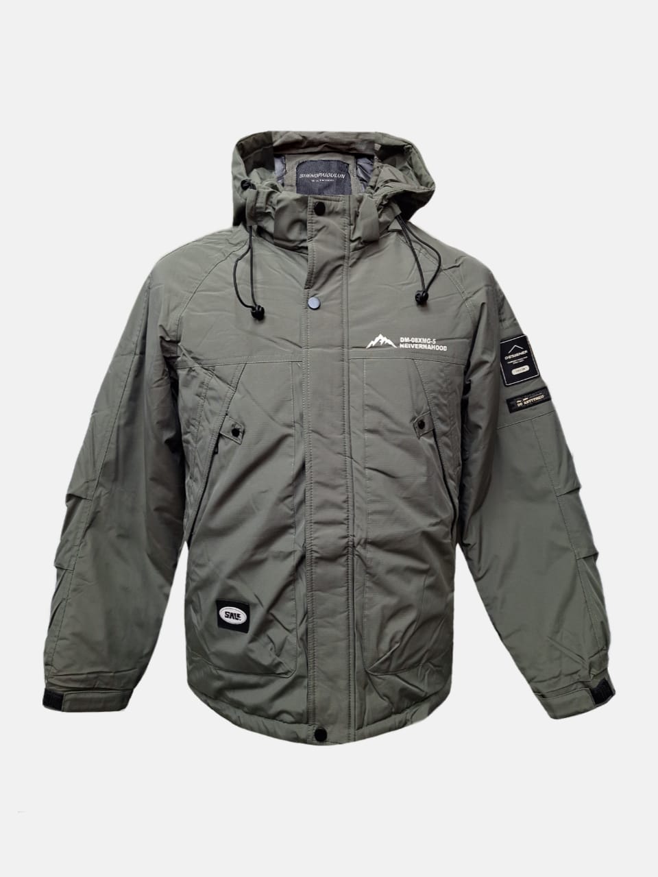 کاپشن مردانه باکسی کلاهدار برزنتی یشمی CN9781 سایزXL