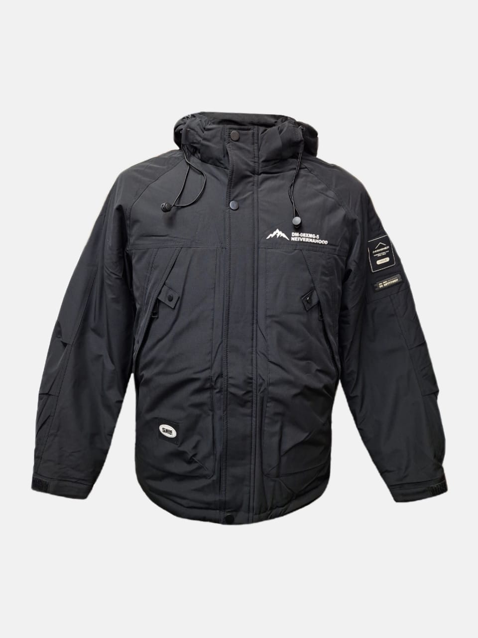 کاپشن مردانه باکسی کلاهدار برزنتی مشکی CN9781 سایزXL