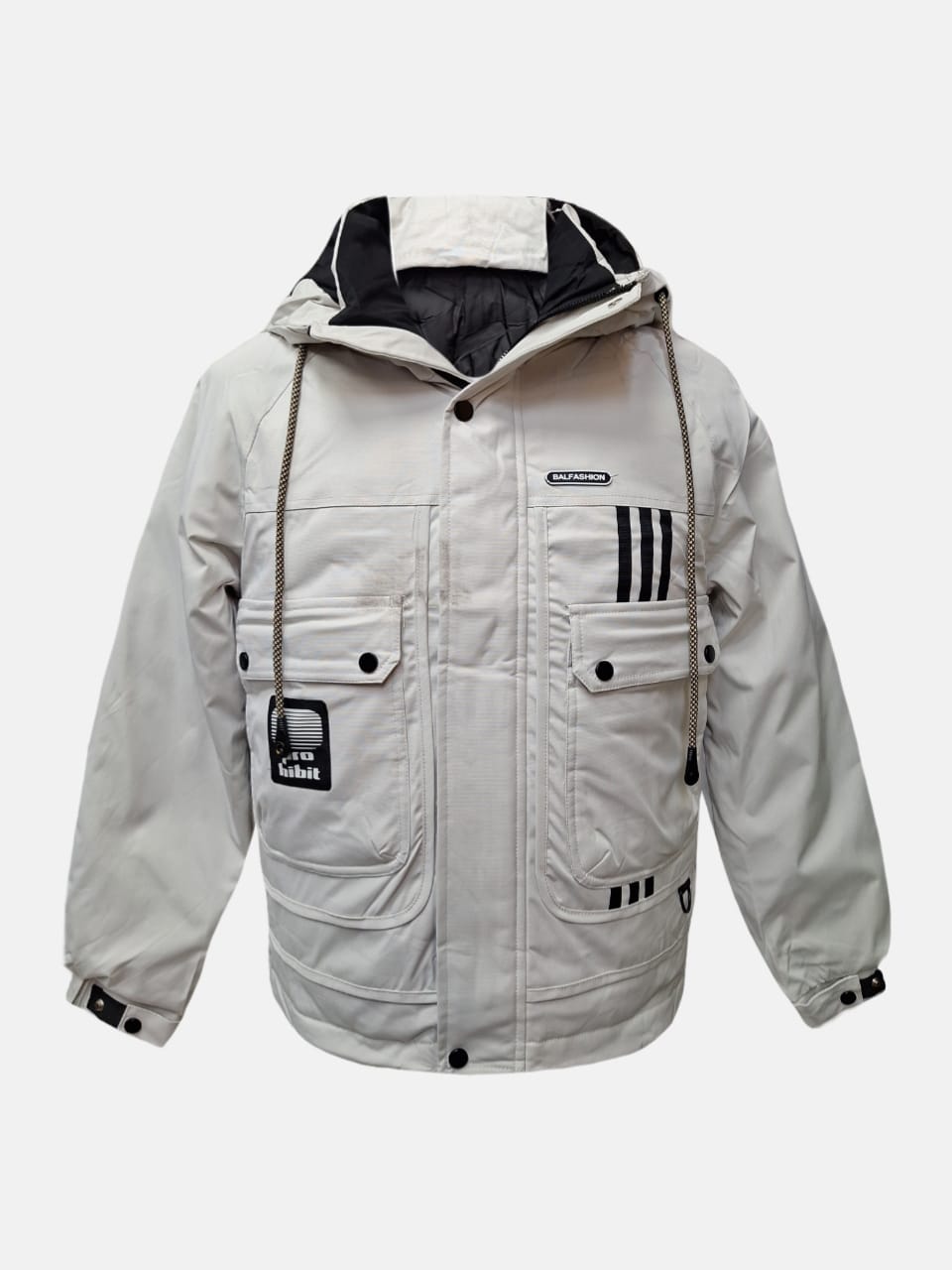 کاپشن مردانه باکسی کلاهدار برزنتی استخوانی CN25006 سایز2XL