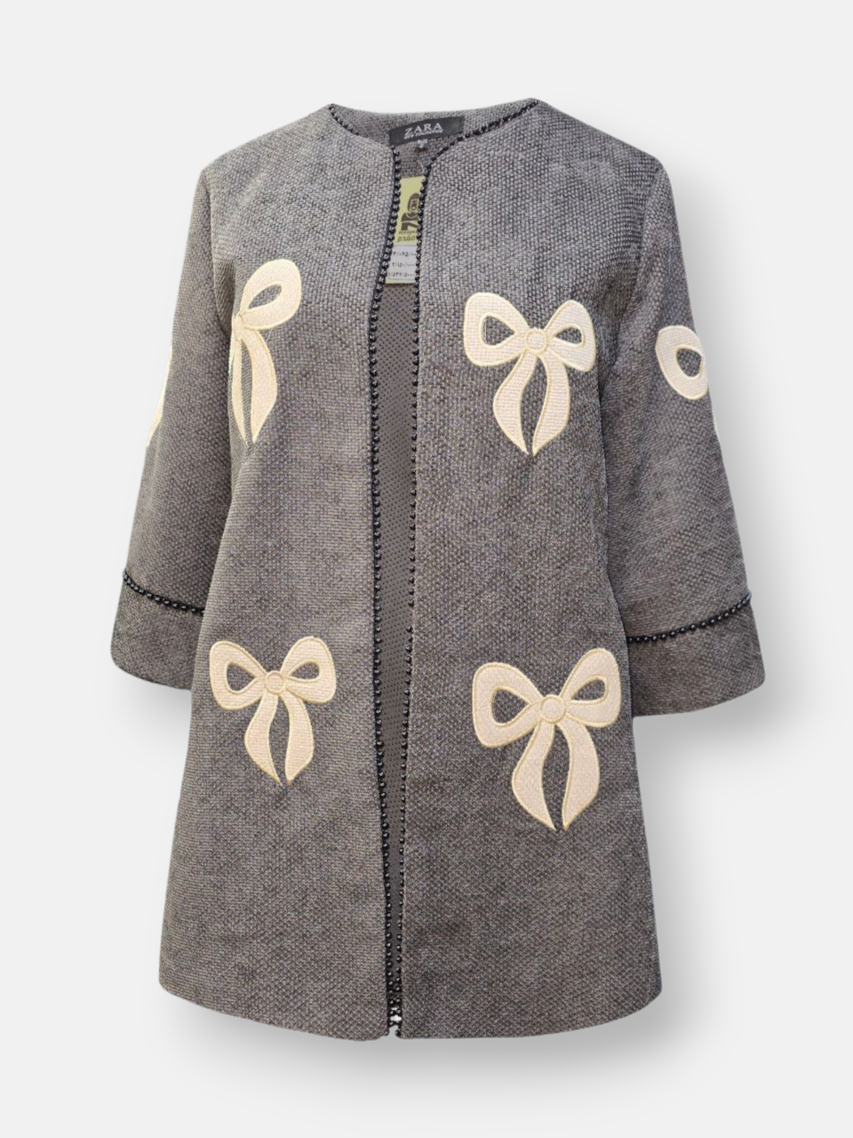 مانتو زنانه شانل پاپیونی مخمل طوسی AY سایز1