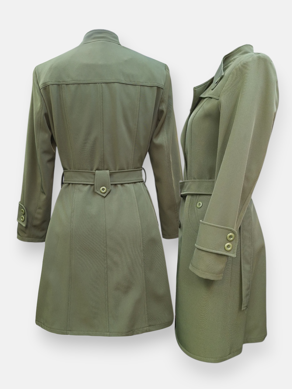 بارانی زنانه کوتاه یقه ایستاده سبز AQ307 سایز46