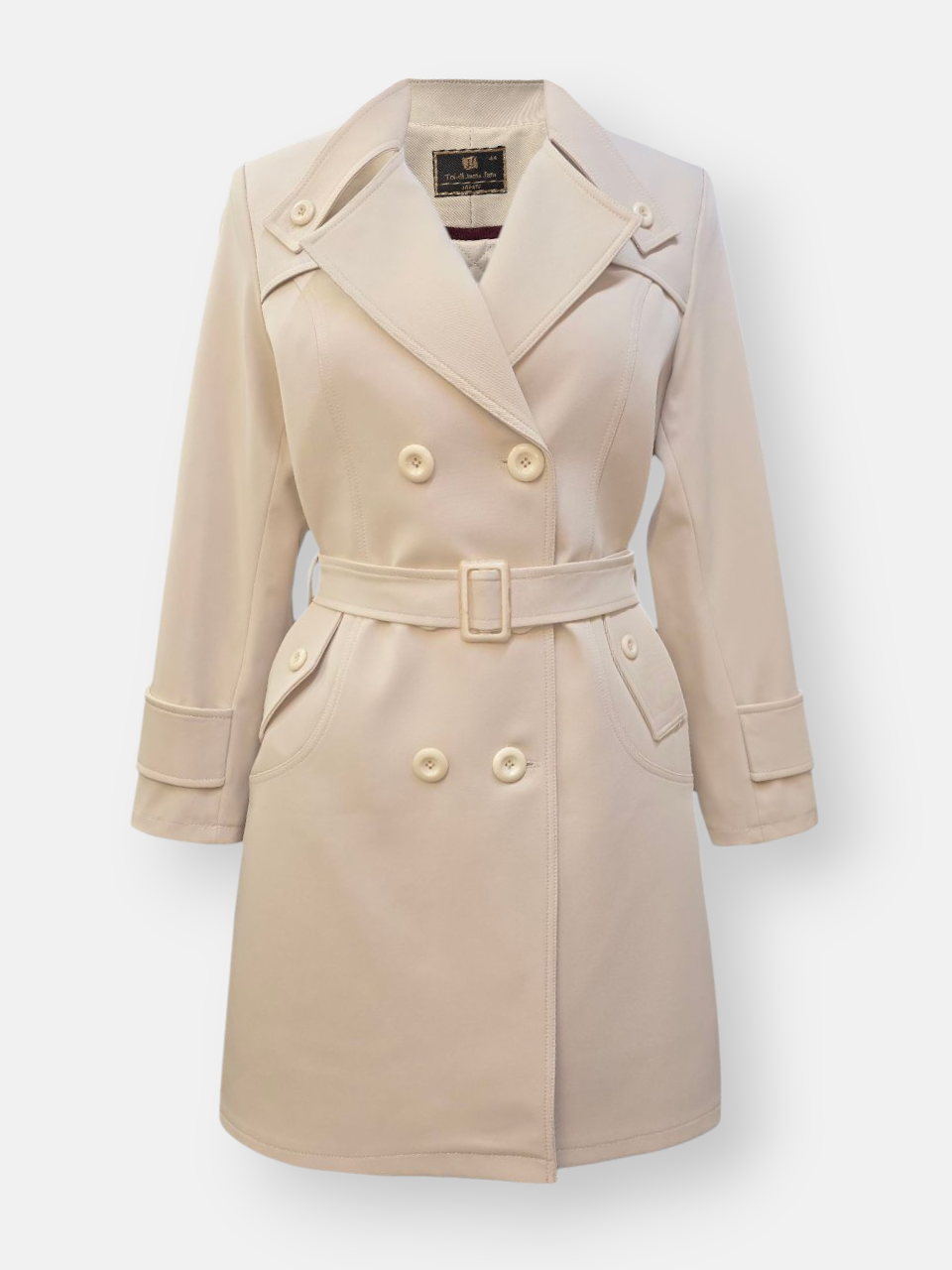 بارانی زنانه کوتاه یقه ایستاده کرم AQ307 سایز44