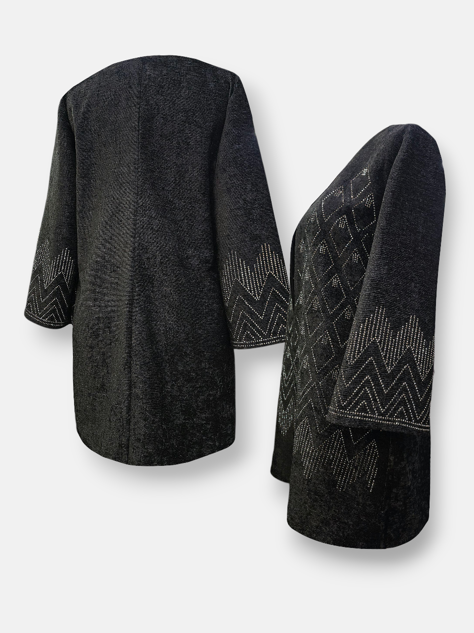 مانتو زنانه نگین دوزی مخمل شانل مشکی AY سایز5